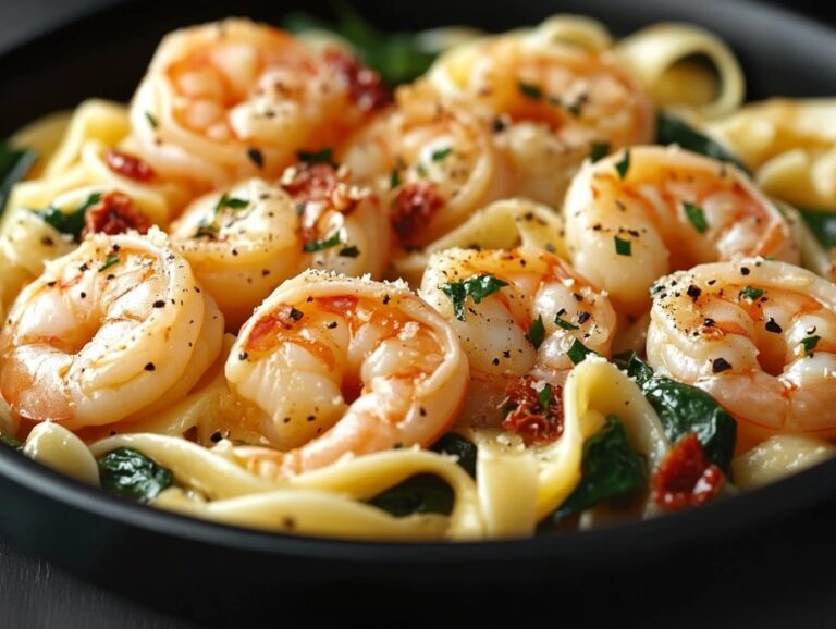 Creamy Shrimp Tuscan Fettuccine Recipe