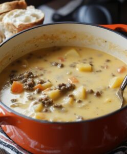 Cheesy Hamburger Potato Soup Recipe