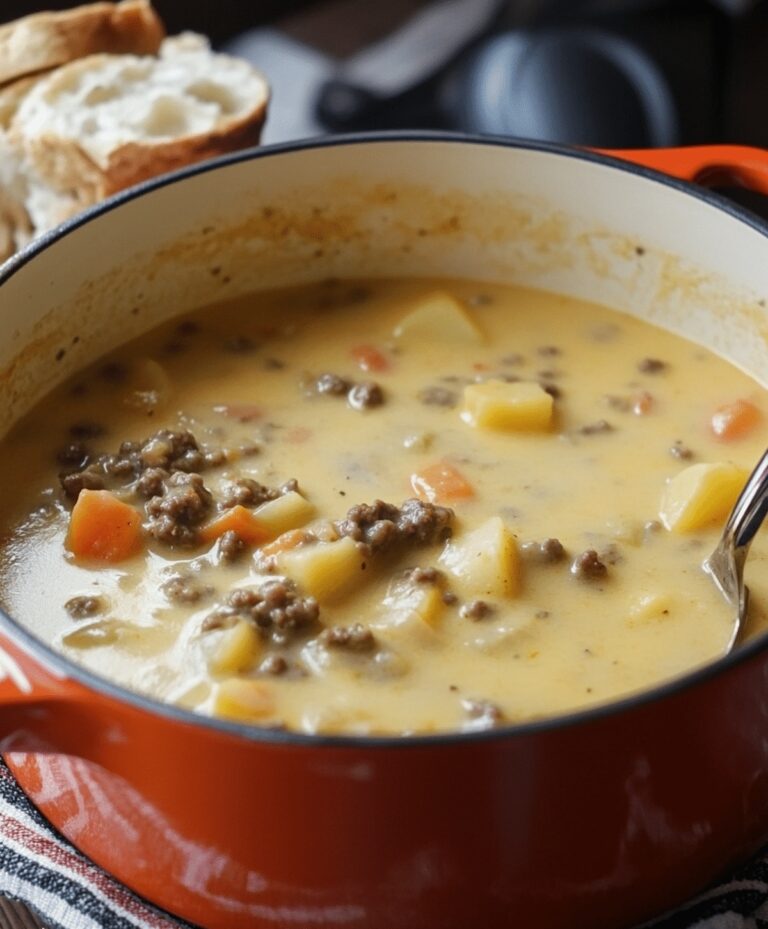 Cheesy Hamburger Potato Soup Recipe