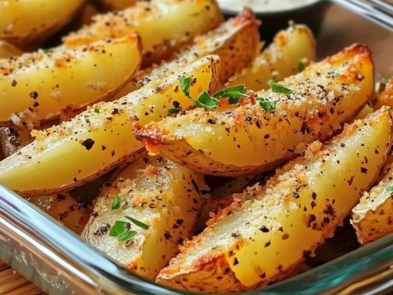 Baked Garlic Parmesan Potato Wedges Recipe