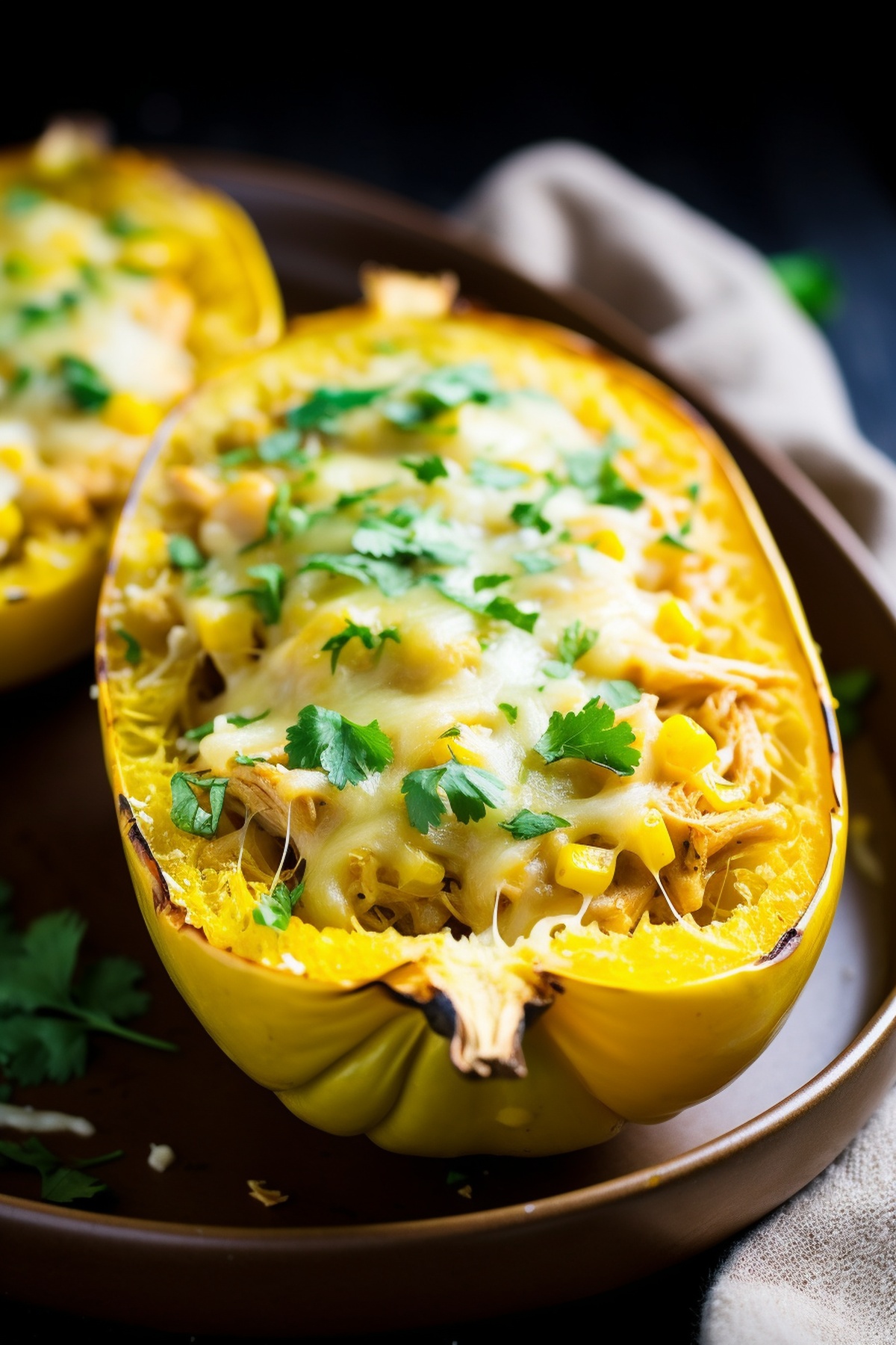 Green Chile Chicken Enchilada Stuffed Spaghetti Squash Recipe