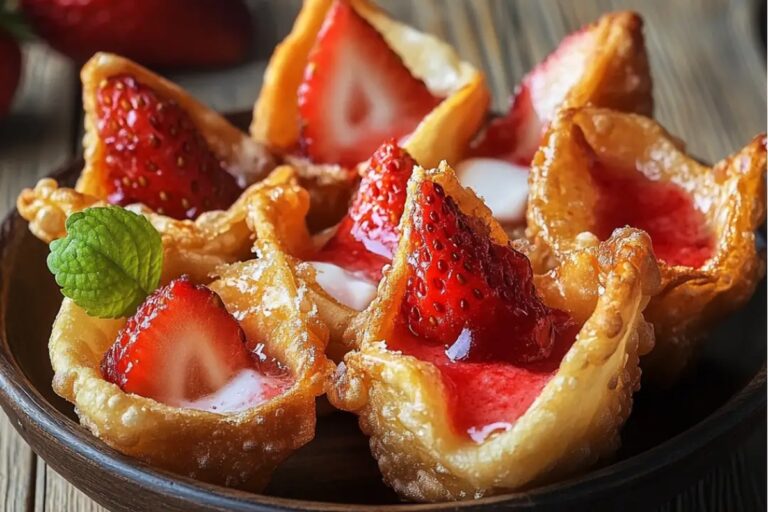 Deep-Fried Strawberry Cheesecake Wonton Bites Recipe