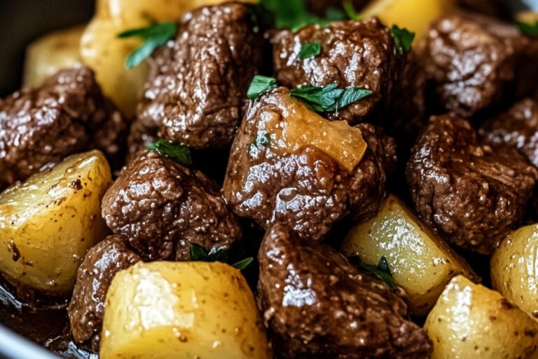 Slow Cooker Garlic Butter Beef Bites & Potatoes Recipe