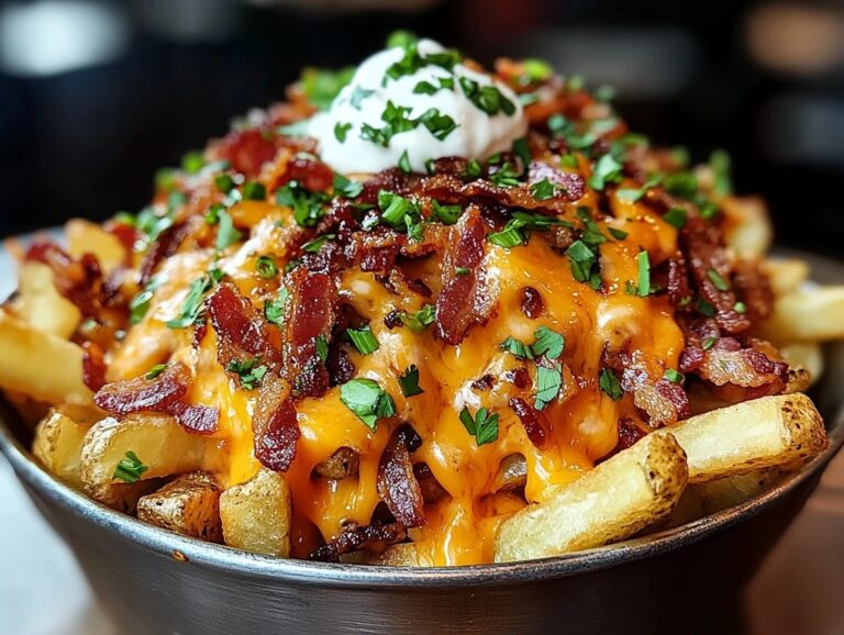 Easy Loaded Fries With Turkey Bacon, Cheese, And Onions Recipe
