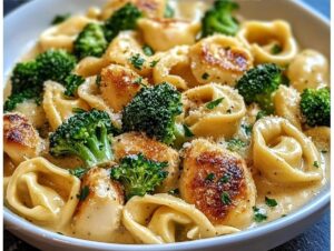 Creamy Garlic Parmesan Tortellini With Chicken & Broccoli Recipe