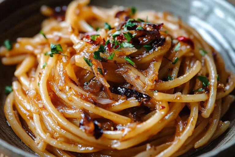 Caramelized Onion Pasta With Chilli Oil Recipe