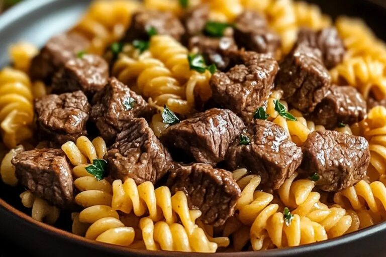 Cheesy Steak Bites And Rotini Pasta Recipe