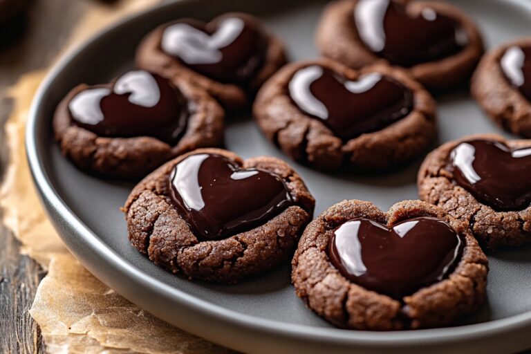 Heart-Shaped Chocolate Thumbprint Cookies Recipe
