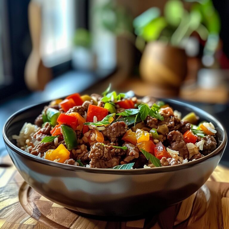 Skillet-Style Beef and Pepper Rice Bowl Recipe