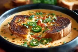 Spicy Jalapeno Popper Soup With Grilled Cheese Dippers Recipe