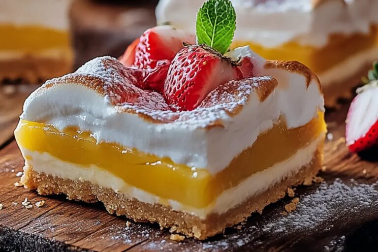 Lemon Pie Bars With Strawberry Meringue Recipe