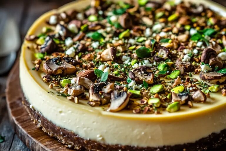 Pistachio And Mushroom Cheesecake With Feta & Parmesan Crust Recipe