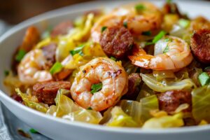 Peppery Cabbage With Shrimp And Sausage Recipe