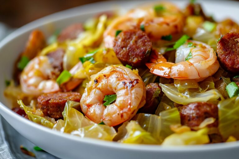 Peppery Cabbage With Shrimp And Sausage Recipe