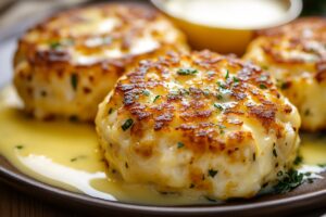 Cheddar Bay Crab Cakes With Lemon Butter Drizzle Recipe