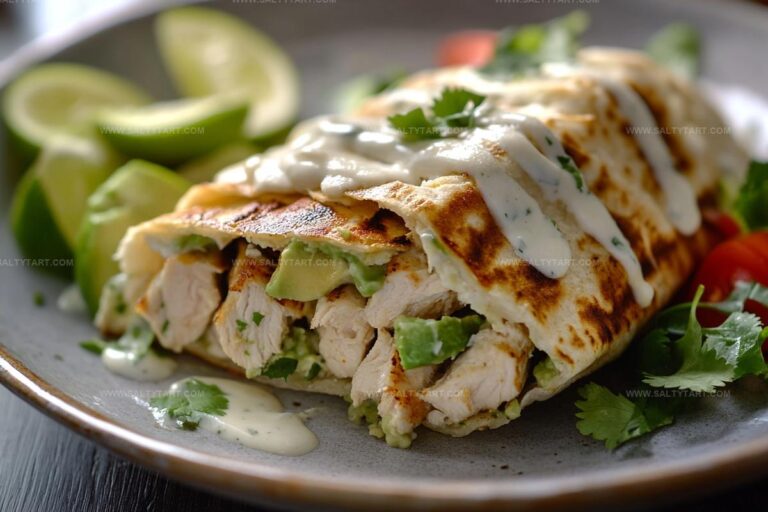 Chicken Avocado Ranch Burritos With Lime Wedges Recipe