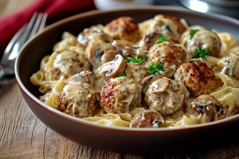 Creamy Mushroom Chicken Meatballs Recipe