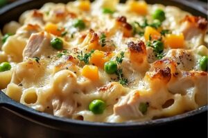 Creamy Chicken Pot Pie Pasta Bake Recipe