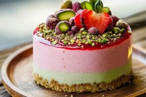 Strawberry Pistachio Mousse Cake Recipe