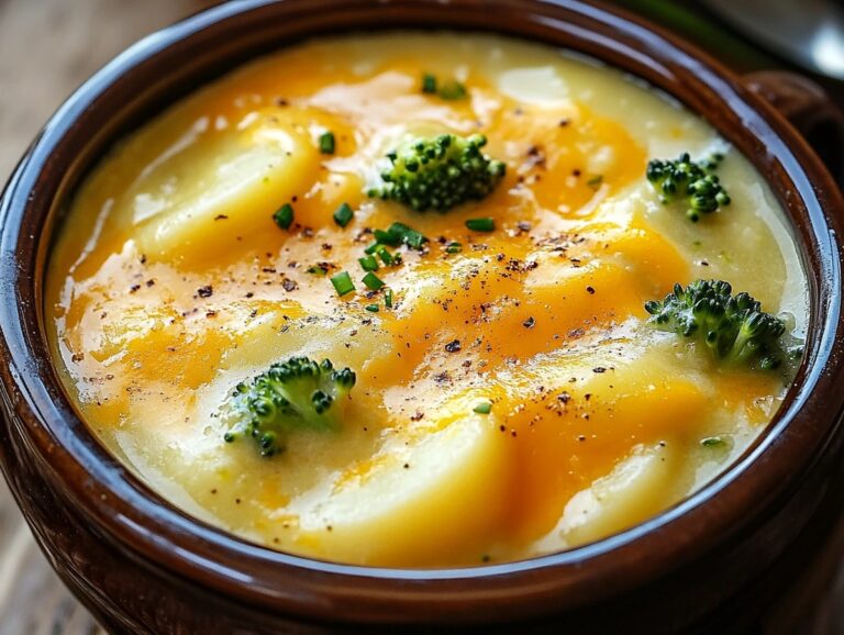Crockpot Potato Broccoli Cheddar Soup Recipe