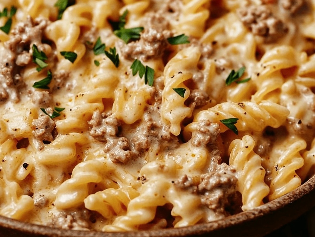 Stovetop Creamy Ground Beef Pasta Recipe