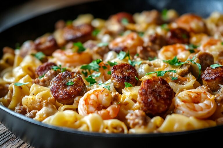 Garlic Butter Shrimp & Sausage Skillet Pasta Recipe