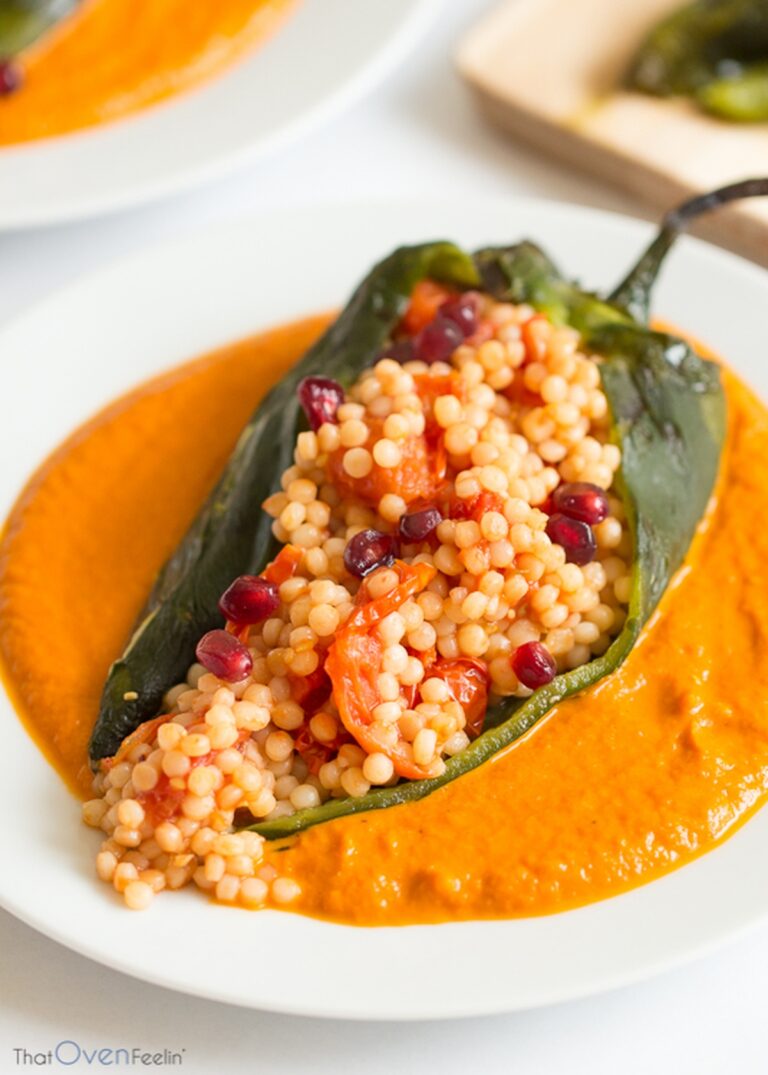 Poblano Peppers Stuffed With A Cherry Tomato Israeli Couscous Recipe