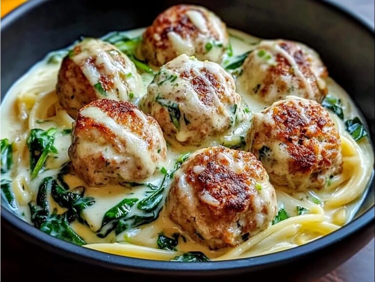 Chicken Ricotta Meatballs With Spinach Alfredo Sauce Recipe