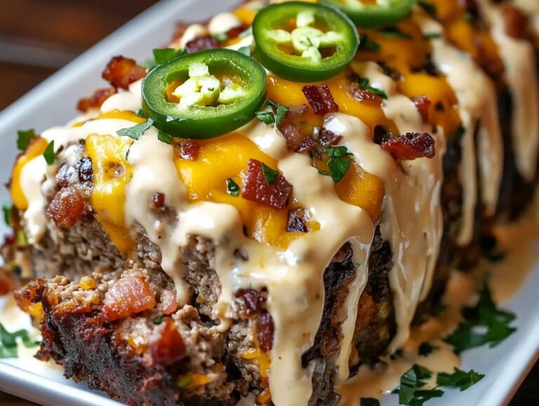 Smoky Jalapeno Popper Meatloaf With Creamy Ranch Drizzle Recipe