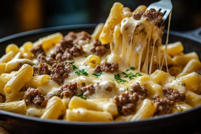 Loaded Cheeseburger Alfredo Pasta Recipe
