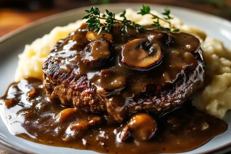 Salisbury Steak With Mushroom Gravy (No Pork) Recipe