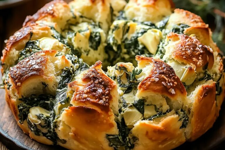 Spinach Artichoke Dip Pull-Apart Christmas Bread Recipe