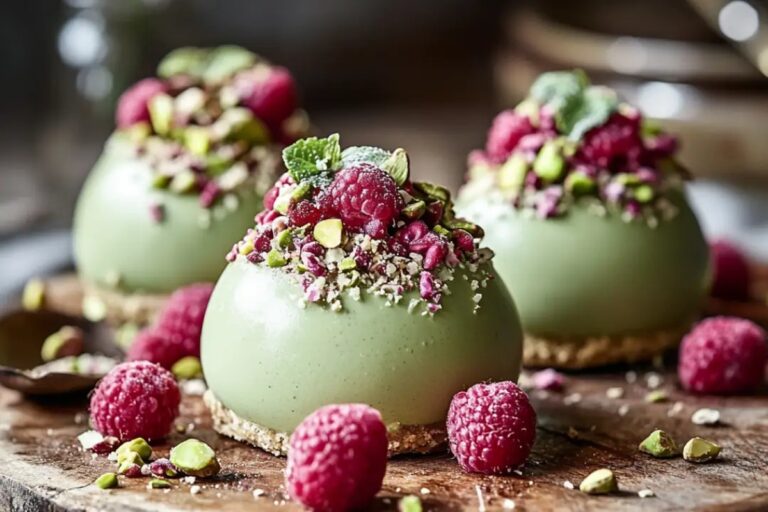 Pistachio & Raspberry Cheesecake Domes Recipe