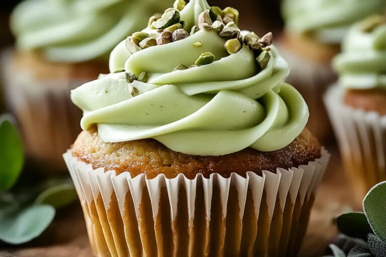 Luscious Pistachio Cupcakes With Vanilla Buttercream Frosting Recipe