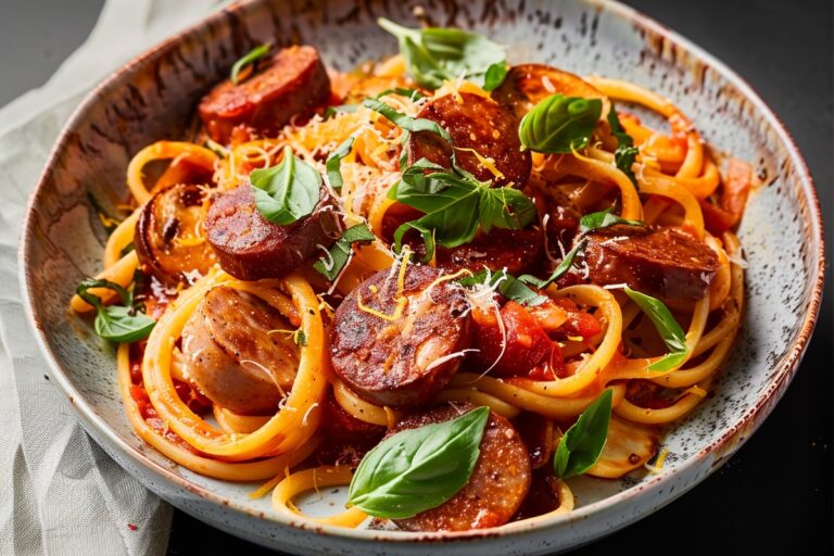 Italian Sausage Pasta In A Tomato Basil Sauce Recipe