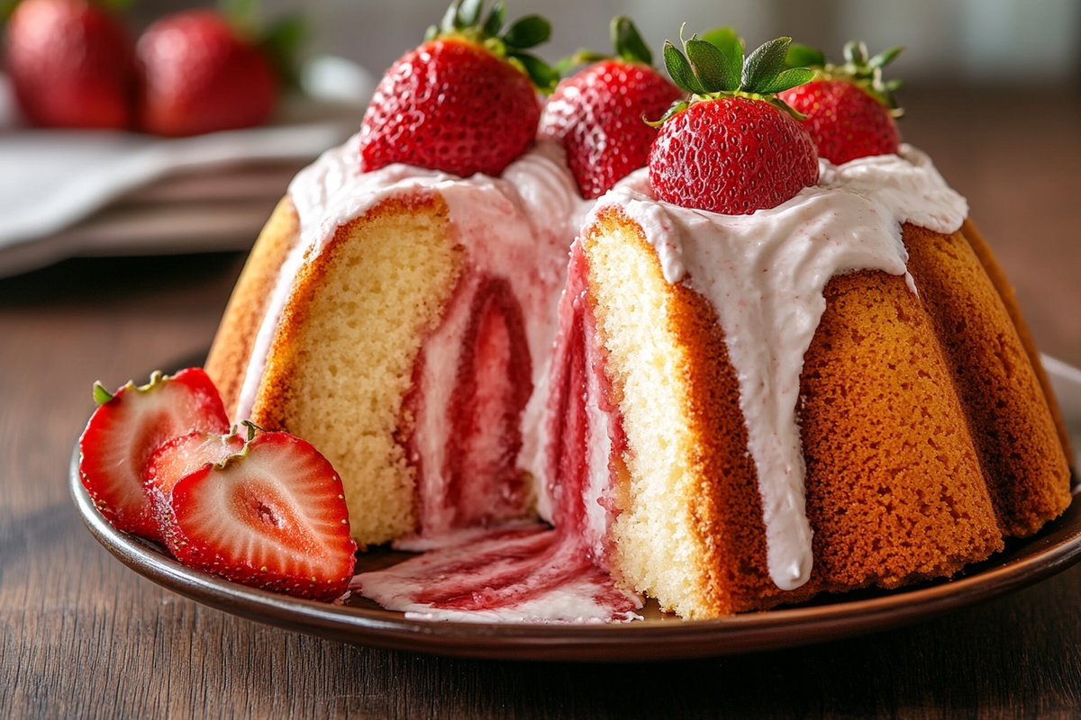 Strawberry Cheesecake Pound Cake With Strawberry Cream Cheese Frosting Recipe