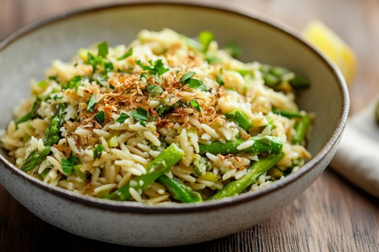 Garlic Butter Orzo With Asparagus Recipe