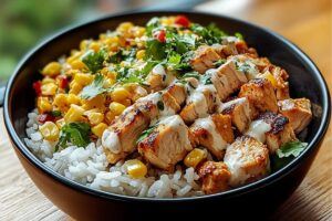 Charred Corn Chicken Rice Bowl Recipe