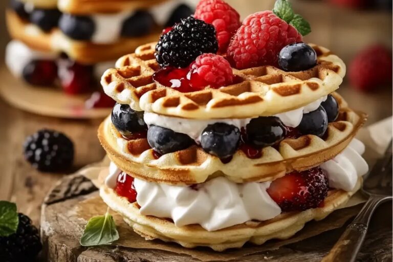 Easy Mini Berries And Cream Waffle Sandwiches Recipe