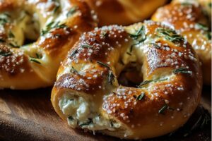 Mozzarella Stuffed Rosemary Parmesan Soft Pretzels Recipe
