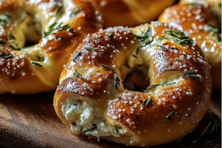 Mozzarella Stuffed Rosemary Parmesan Soft Pretzels Recipe