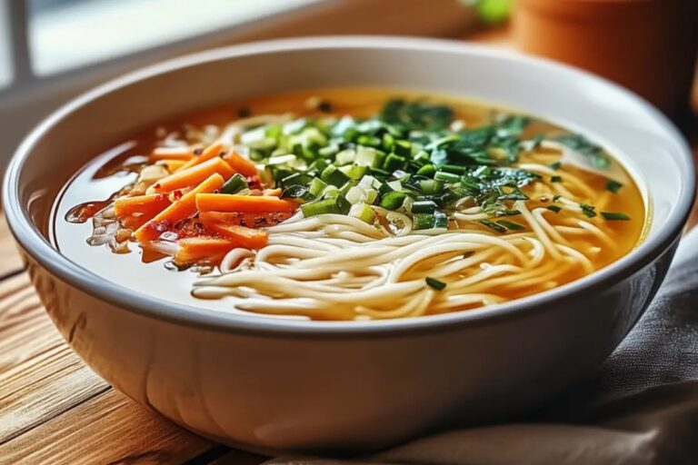 Nourishing Ginger And Garlic Broth With Noodles Recipe