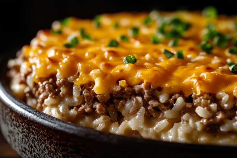 Cheddar-Crusted Ground Beef & Rice Casserole Recipe