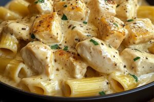 Creamy Garlic Butter Chicken And Rigatoni In Parmesan Sauce Recipe