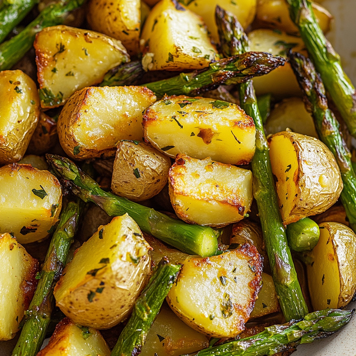 Roasted Asparagus & Garlic Butter Potatoes Recipe