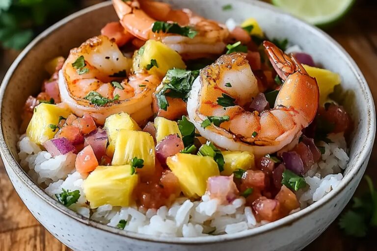 Shrimp & Rice Bowl With Pineapple Salsa Recipe