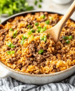 Cheesy Hamburger Rice Casserole Recipe