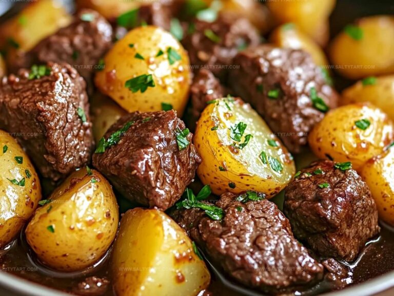 Slow Cooker Garlic Butter Beef Bites And Potatoes Recipe