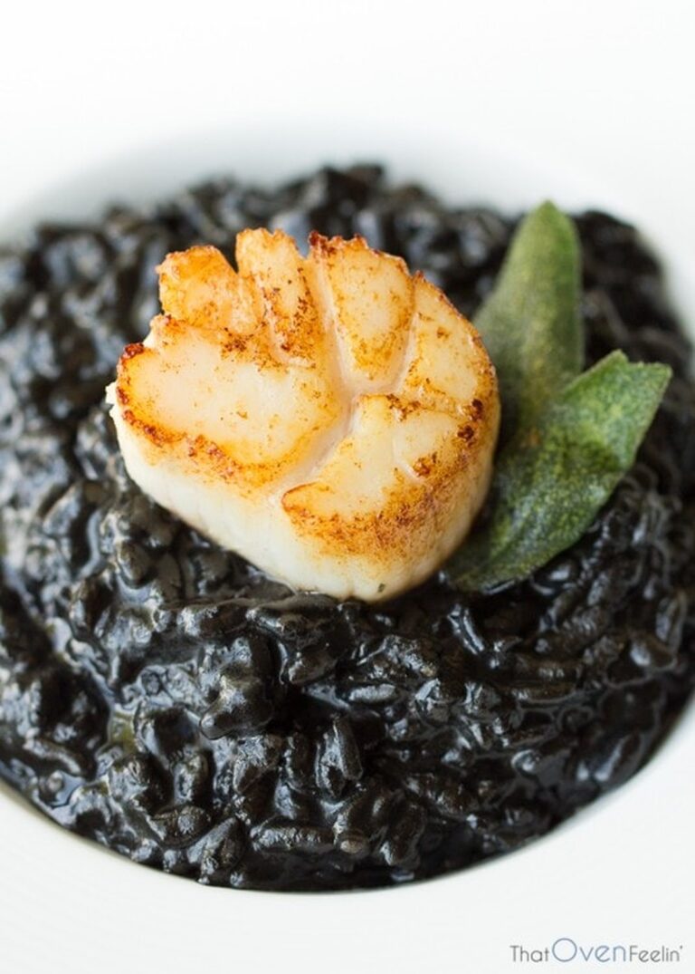 Black Squid Ink Risotto With Seared Scallops Recipe