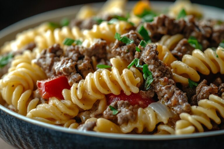 Crockpot Philly Cheesesteak Pasta Casserole Recipe